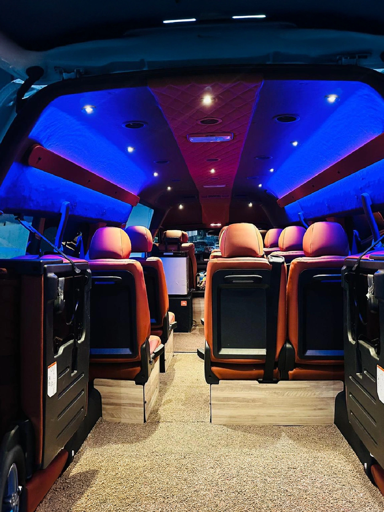 Luxury van interior with LED lighting