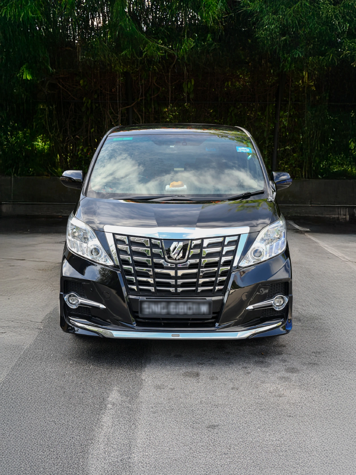 Black luxury van front view