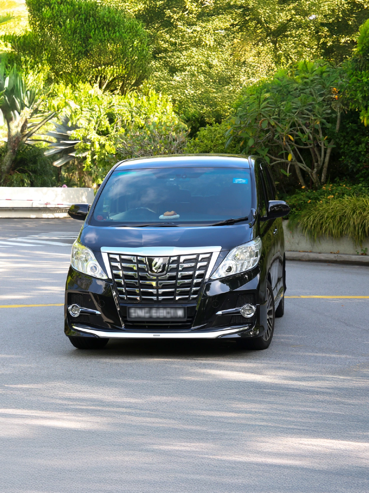 Black luxury van front view