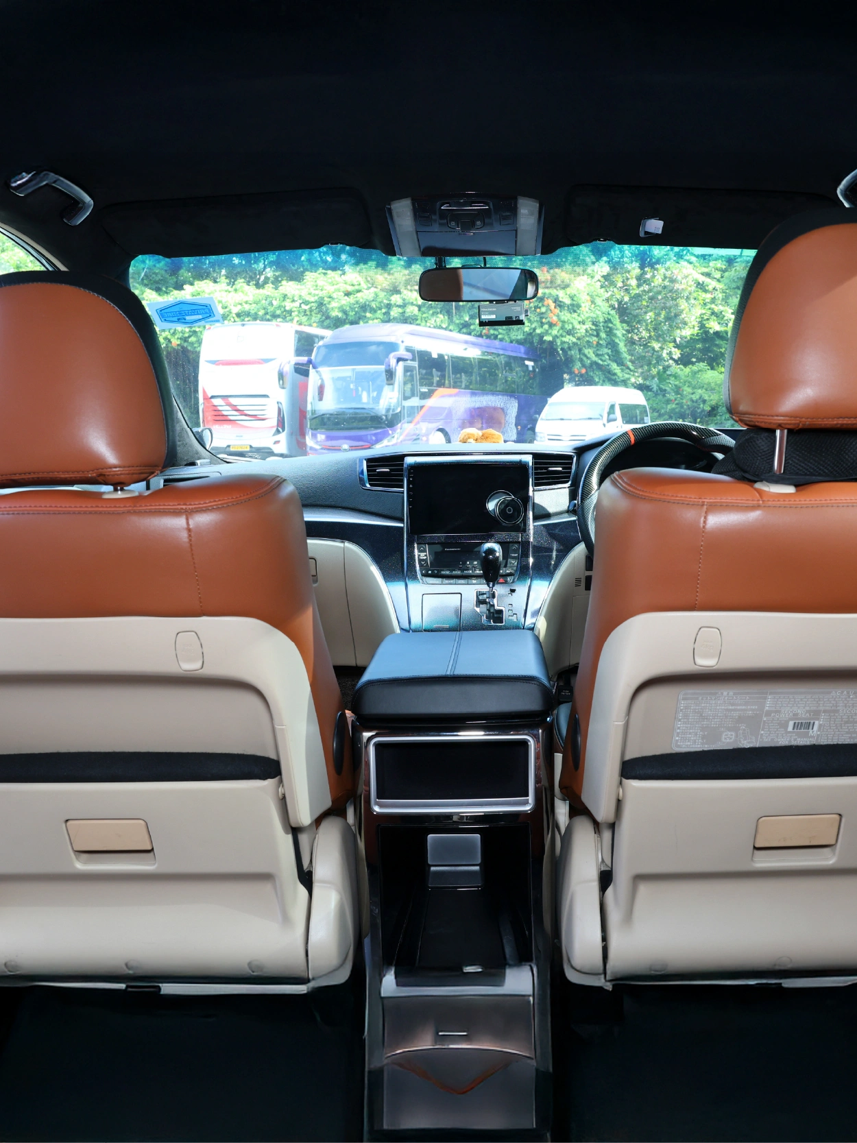 Luxury van interior front cabin with premium seating and dashboard