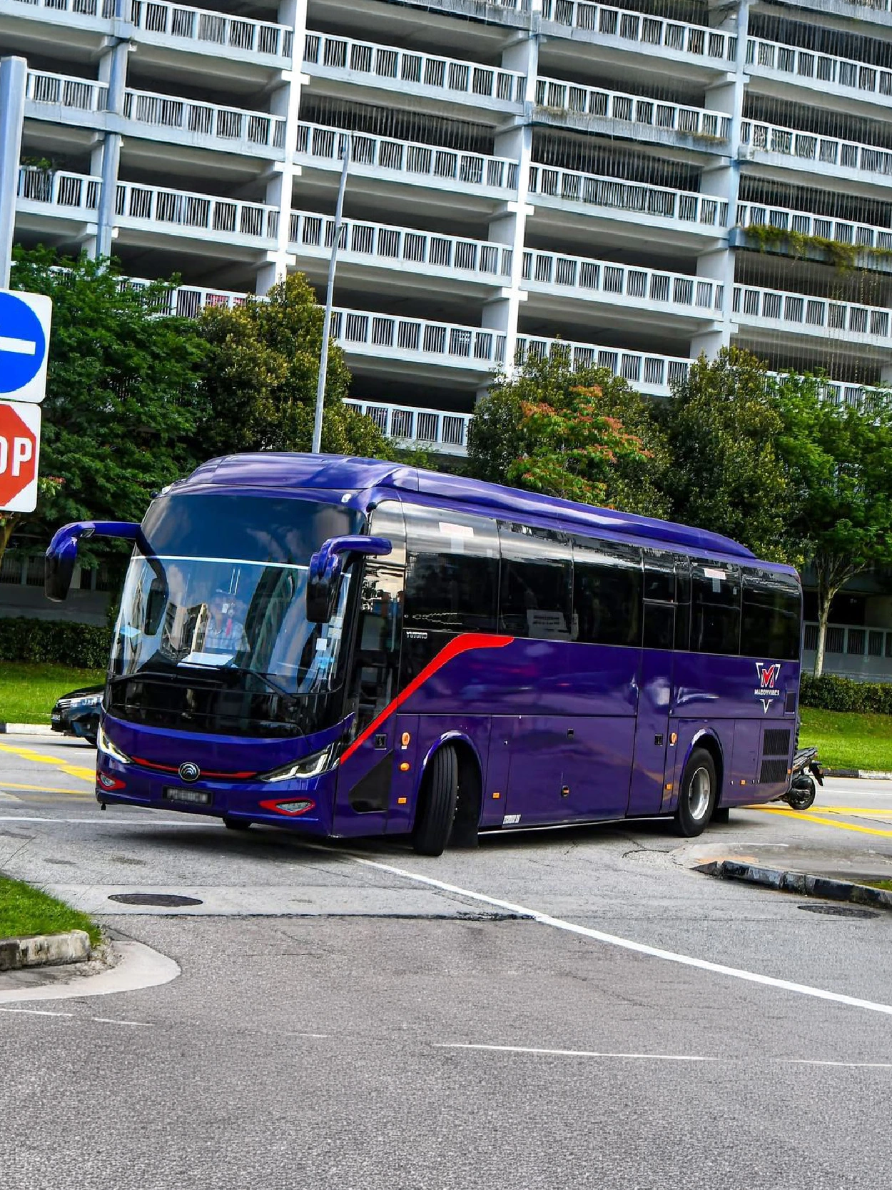 Coach bus on Singapore city road
