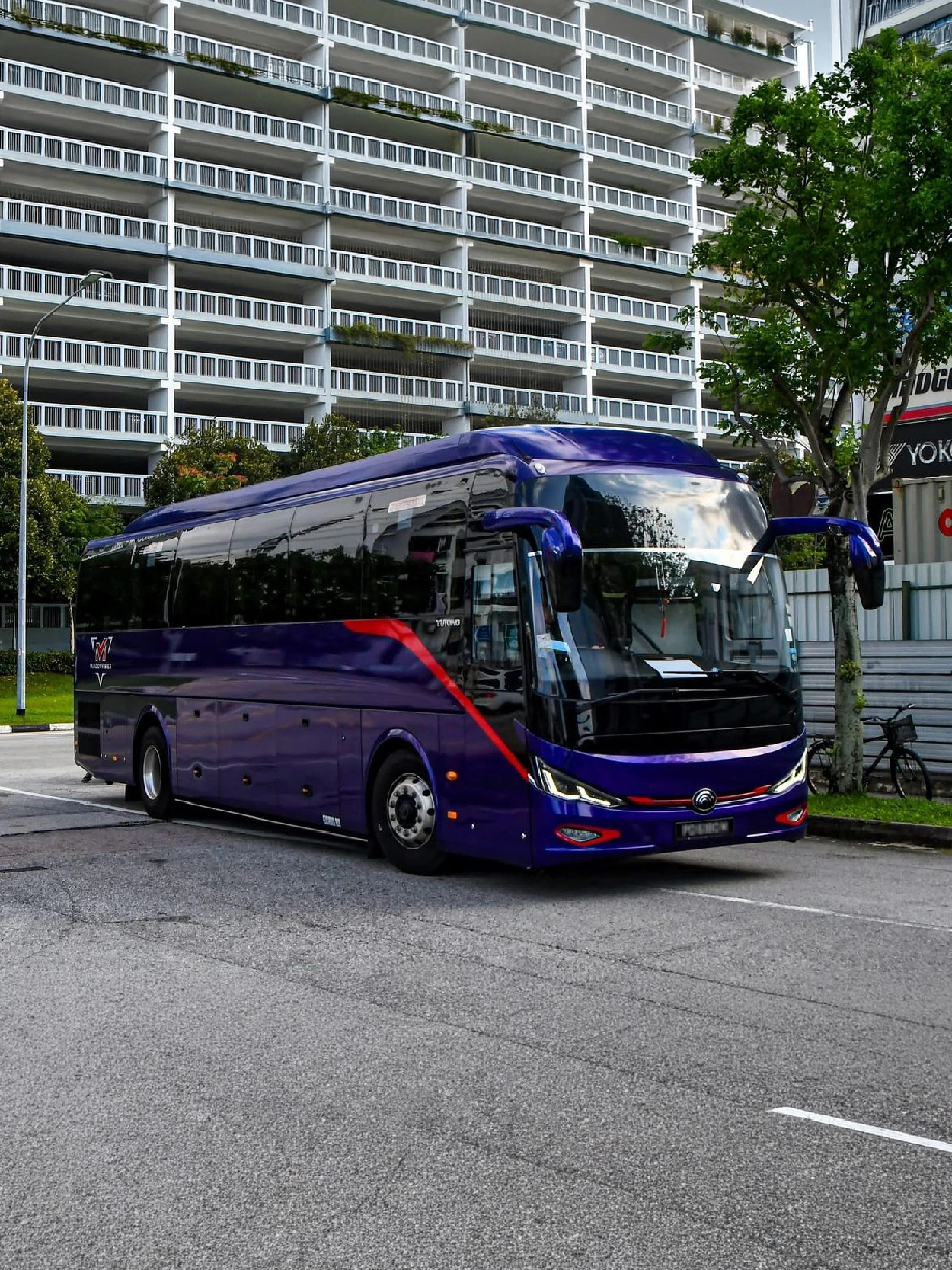 Luxury coach bus on Singapore street